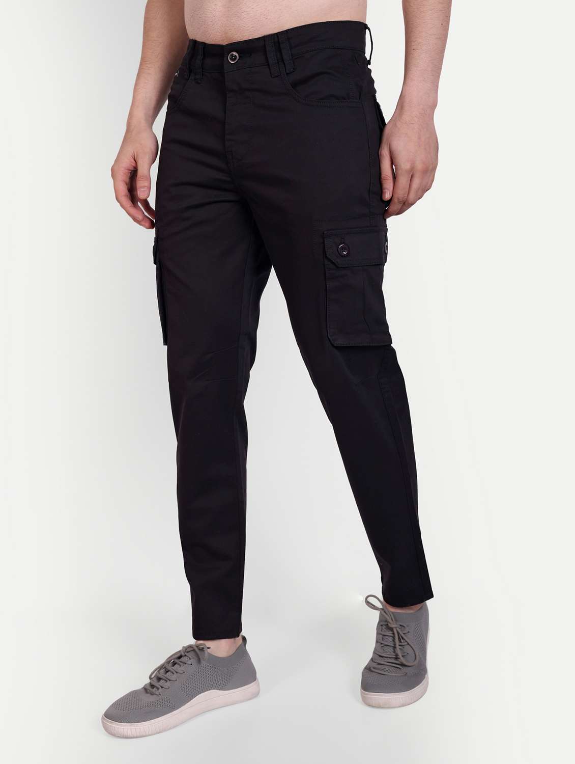 men solids cargos casual trouser - 20131419 - Standard Image - 1