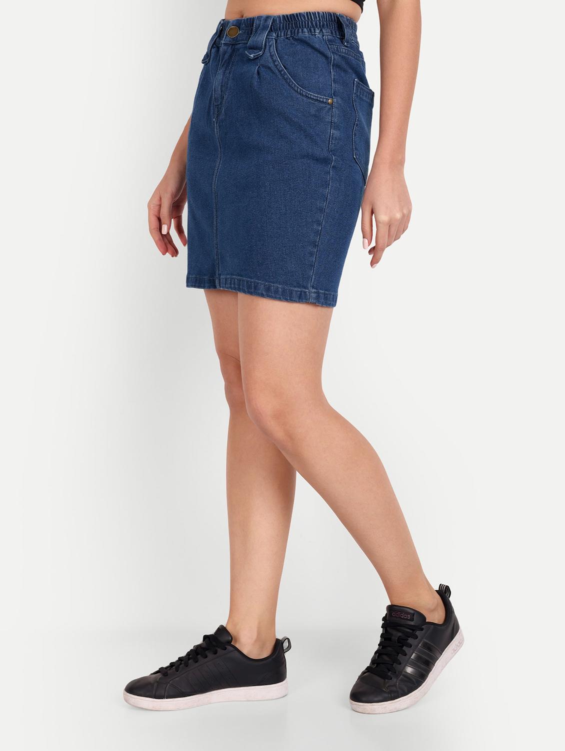women denim short shirt - 20131593 - Standard Image - 1