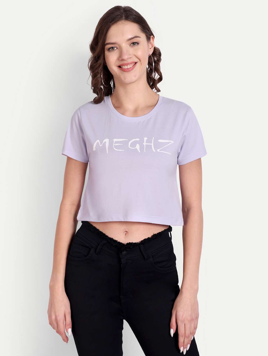 purple cotton blend crop tshirt