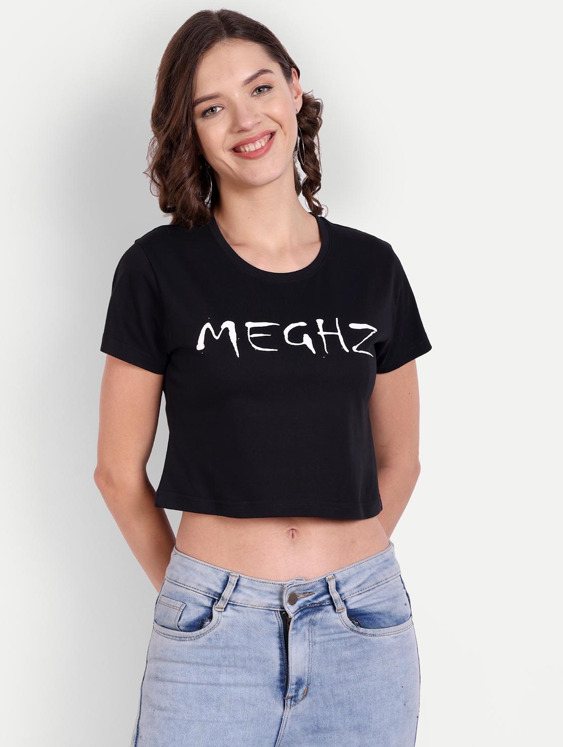 black cotton blend crop tshirt - 20131646 - Zoom Image - 0