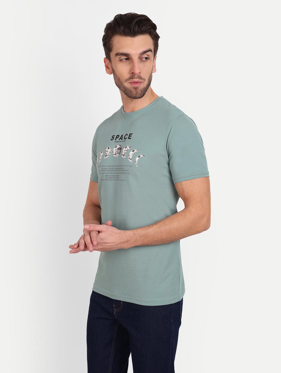 men round neck typographic printed t-shirt - 20131666 - Standard Image - 1