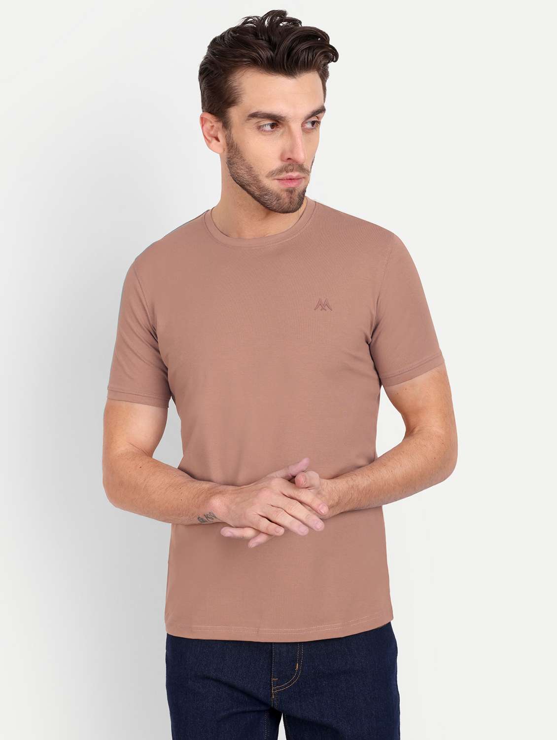 men round neck solids t-shirt