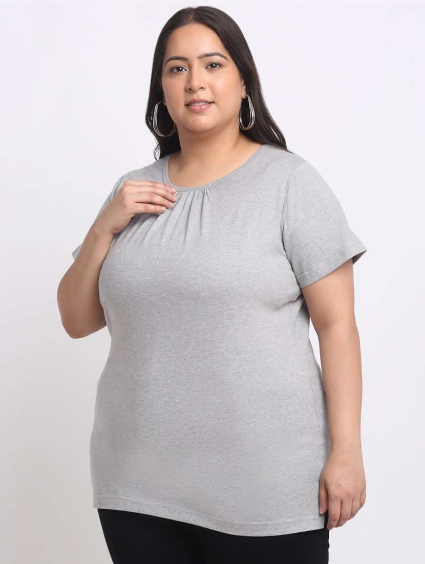 women's plain round neck t-shirt - 20131816 -  Standard Image - 1