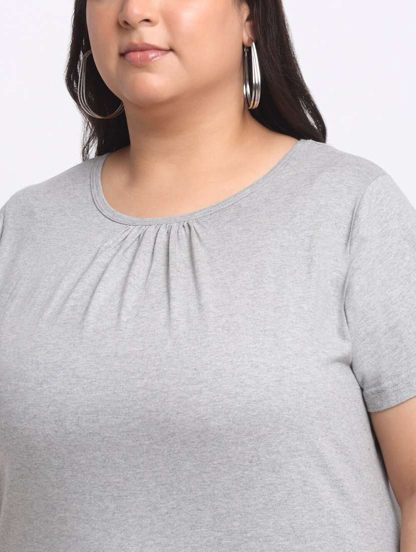 women's plain round neck t-shirt - 20131816 -  Standard Image - 4