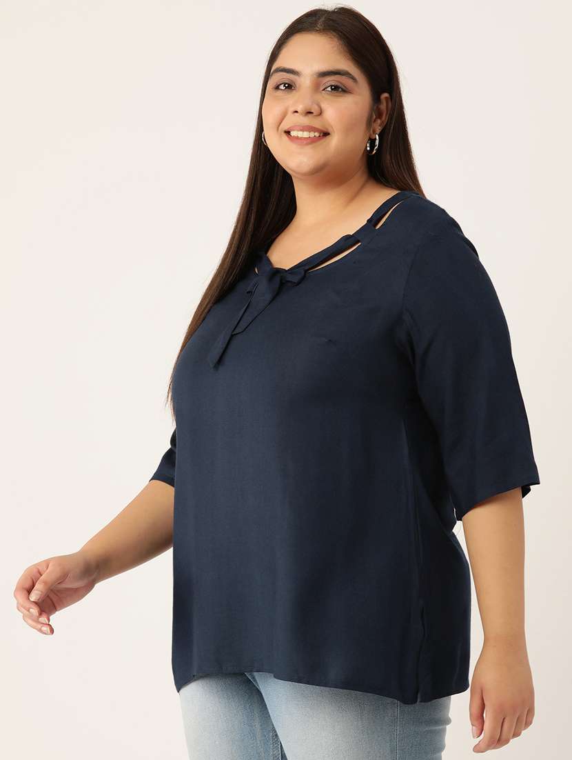 women's straight round neck top - 20132118 -  Standard Image - 1