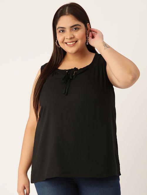 women's straight tie-up neck top - 20132121 - Standard Image - 0
