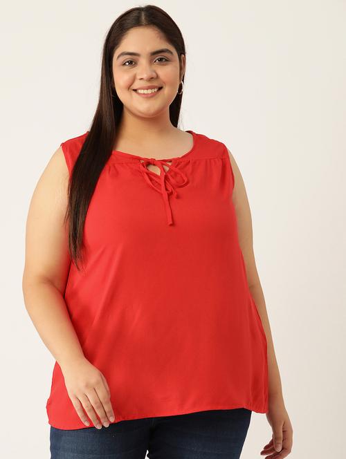 women's a line tie-up neck top - 20132125 -  Standard Image - 0