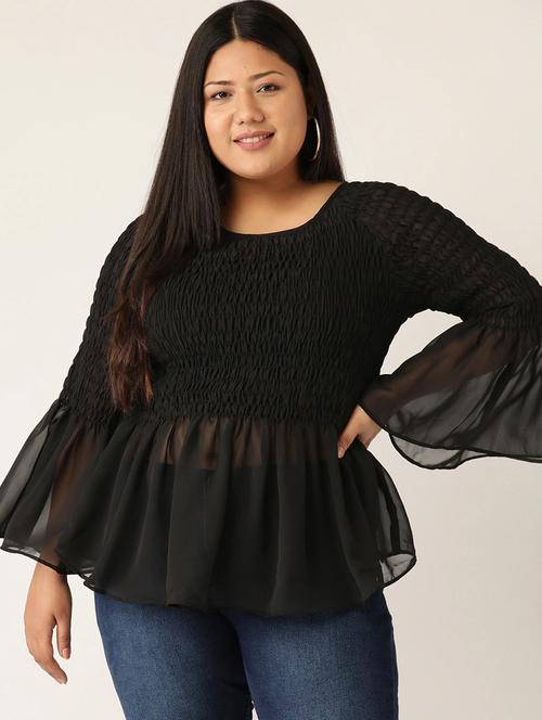 women's peplum round neck top - 20132127 - Standard Image - 0