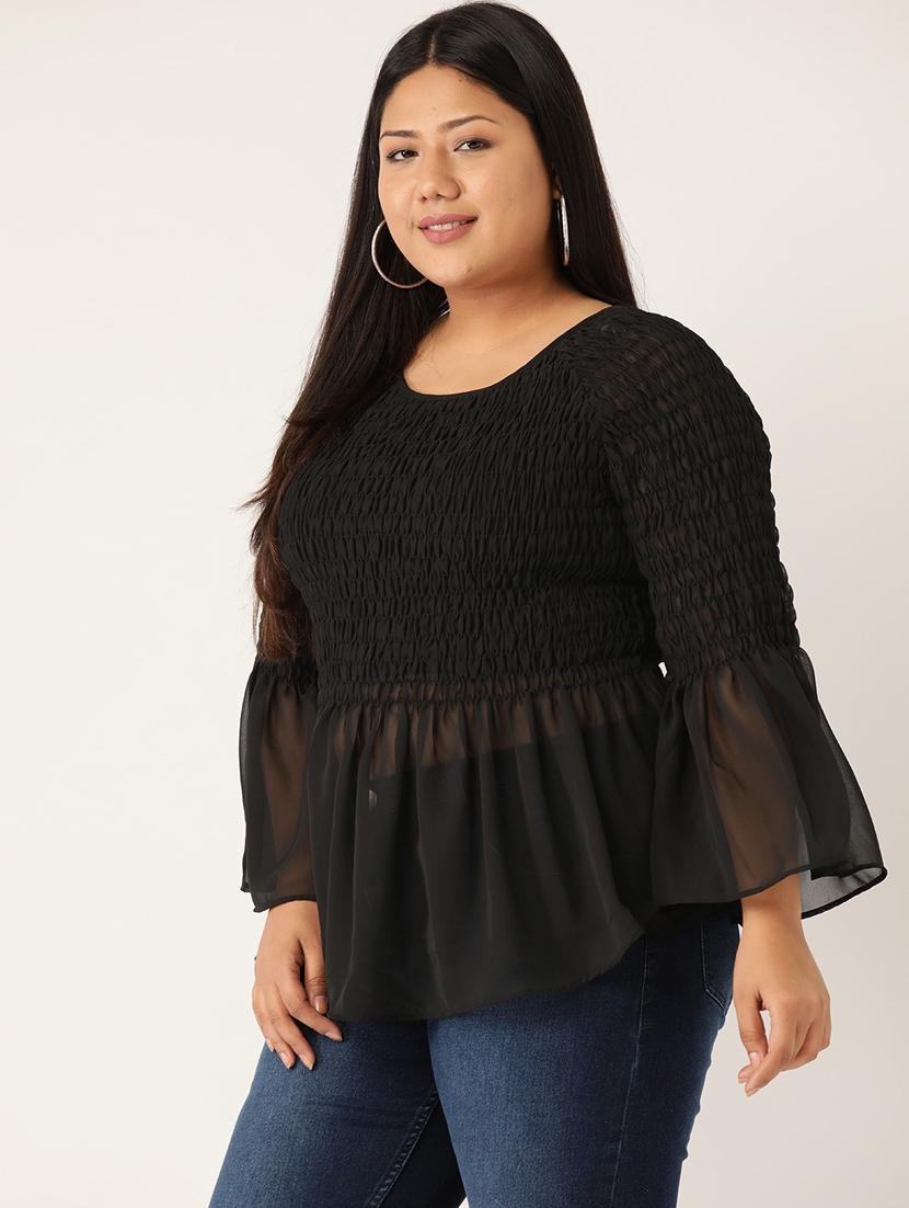 women's peplum round neck top - 20132127 - Standard Image - 1