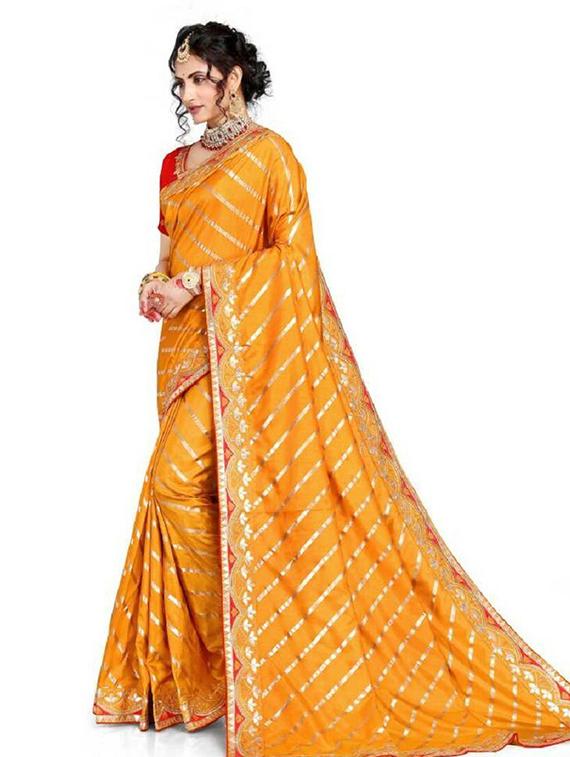 orange gota work saree with blouse - 20132203 - Standard Image - 1