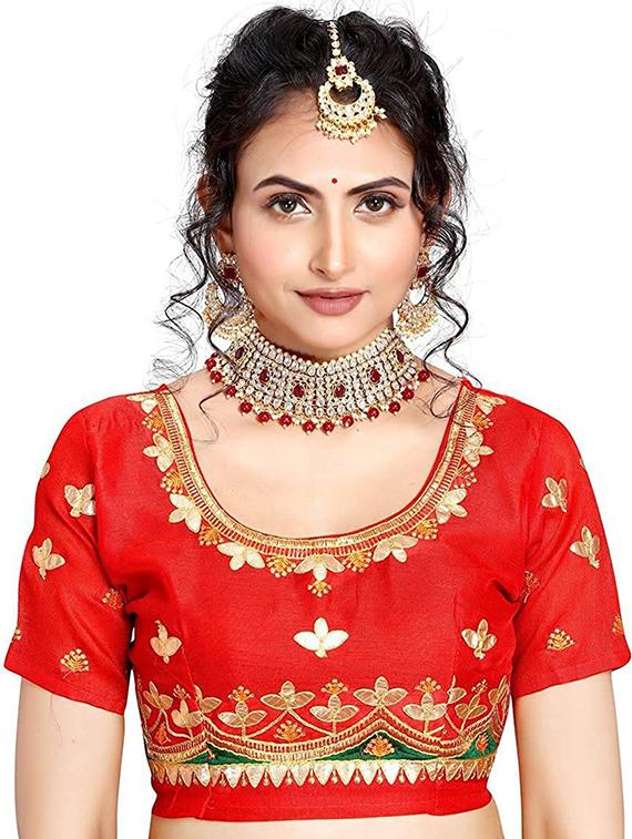 orange gota work saree with blouse - 20132203 - Standard Image - 4