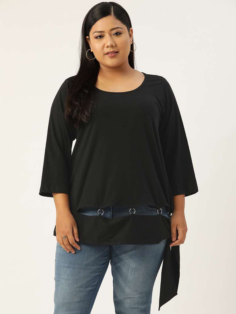 women's straight round neck top