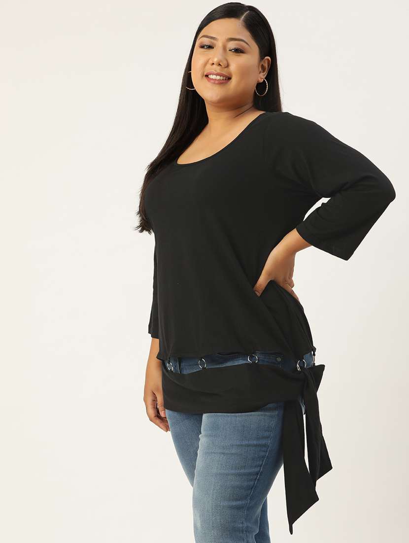 women's straight round neck top - 20132211 - Standard Image - 1