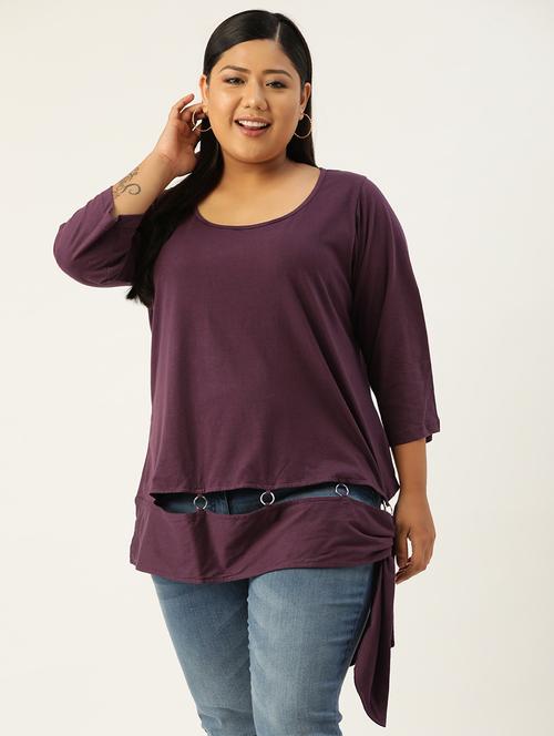 women's asymmetric round neck top - 20132212 - Standard Image - 0