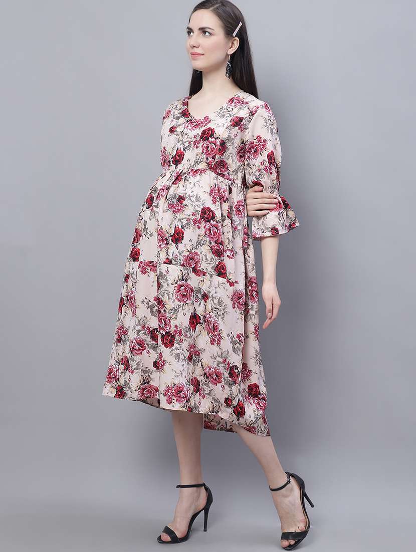 beige floral  maternity wear - 20132277 -  Standard Image - 1