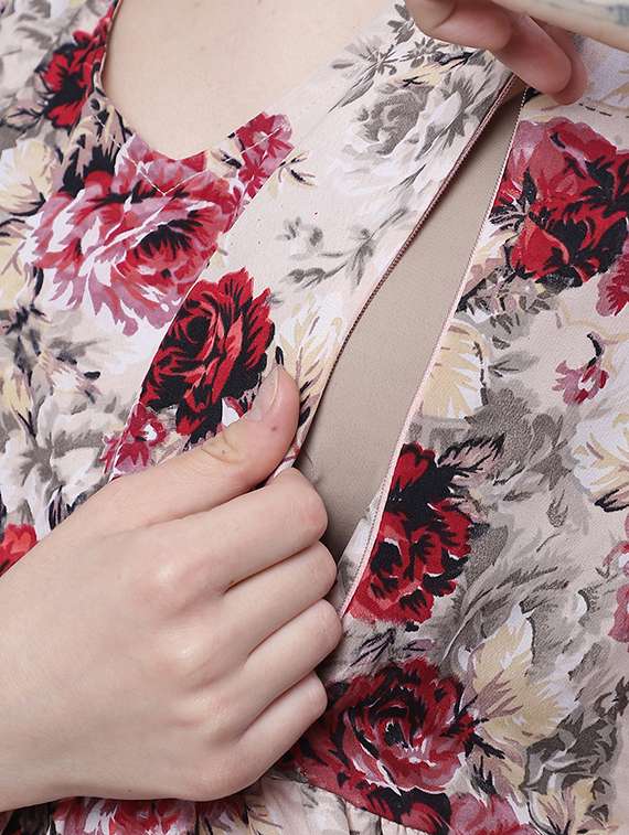 beige floral  maternity wear - 20132277 -  Standard Image - 4