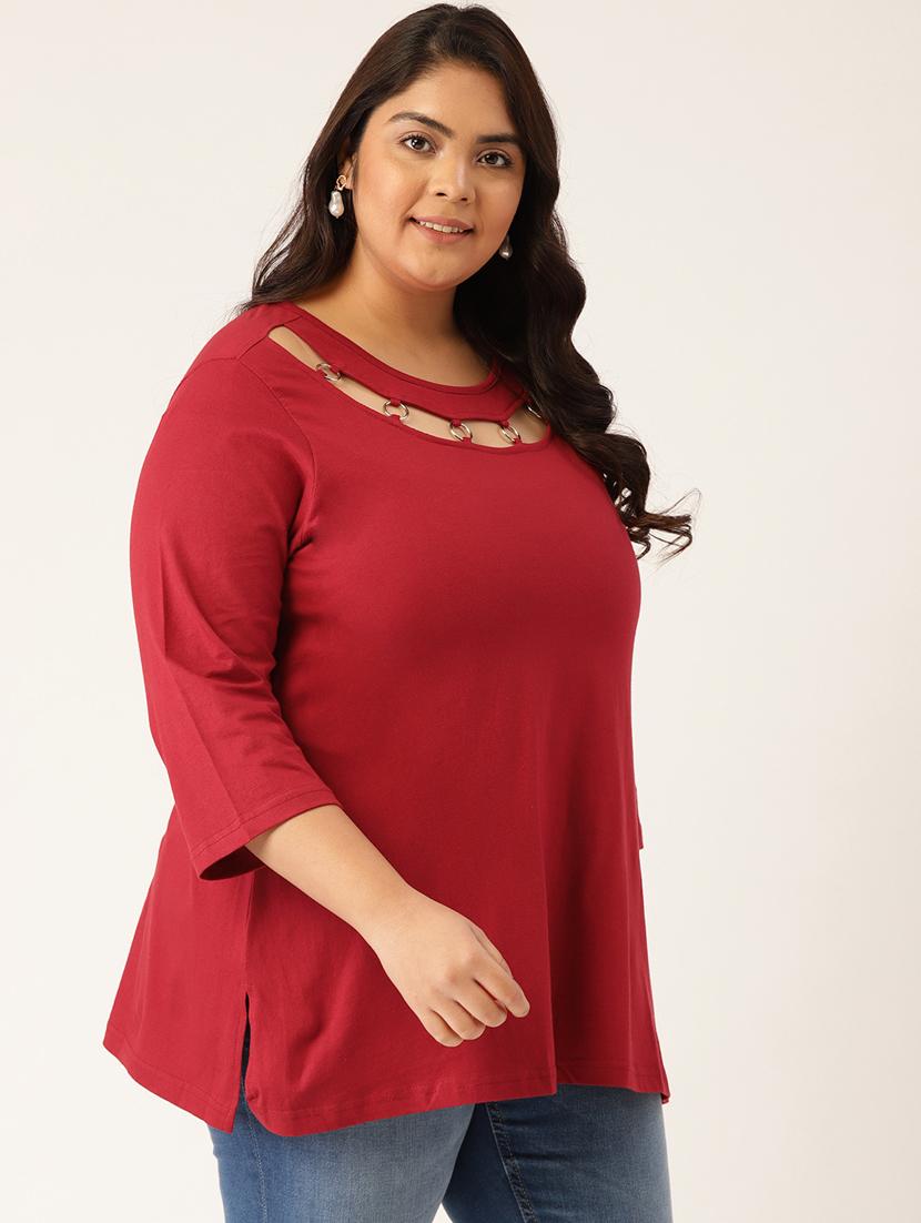 women's a line round neck top - 20132294 - Standard Image - 1