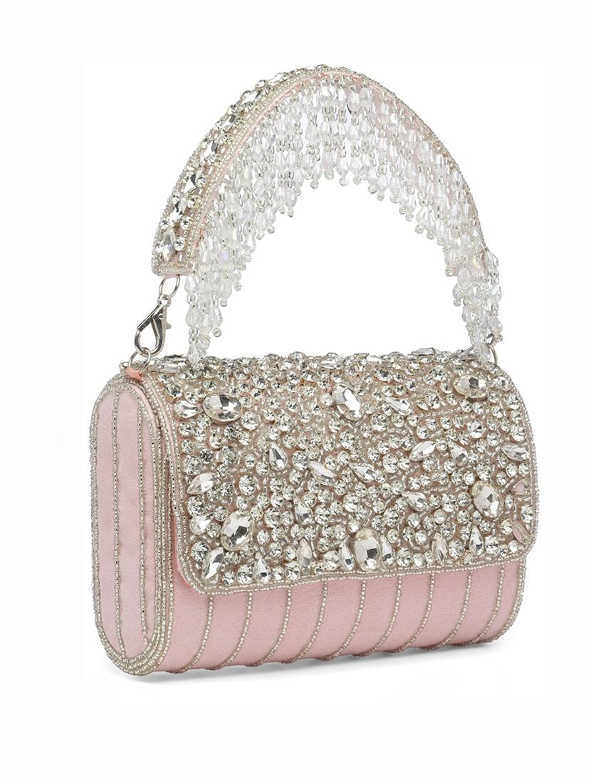 pink embellished fold over clutch - 20132432 - Standard Image - 4