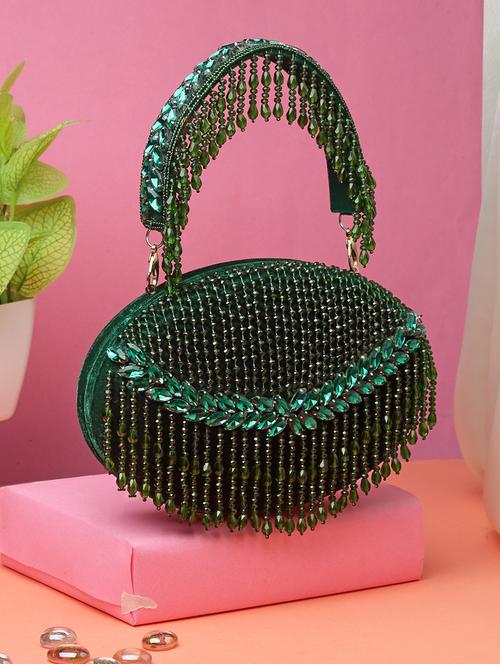 green embellished box clutch - 20132435 -  Standard Image - 0