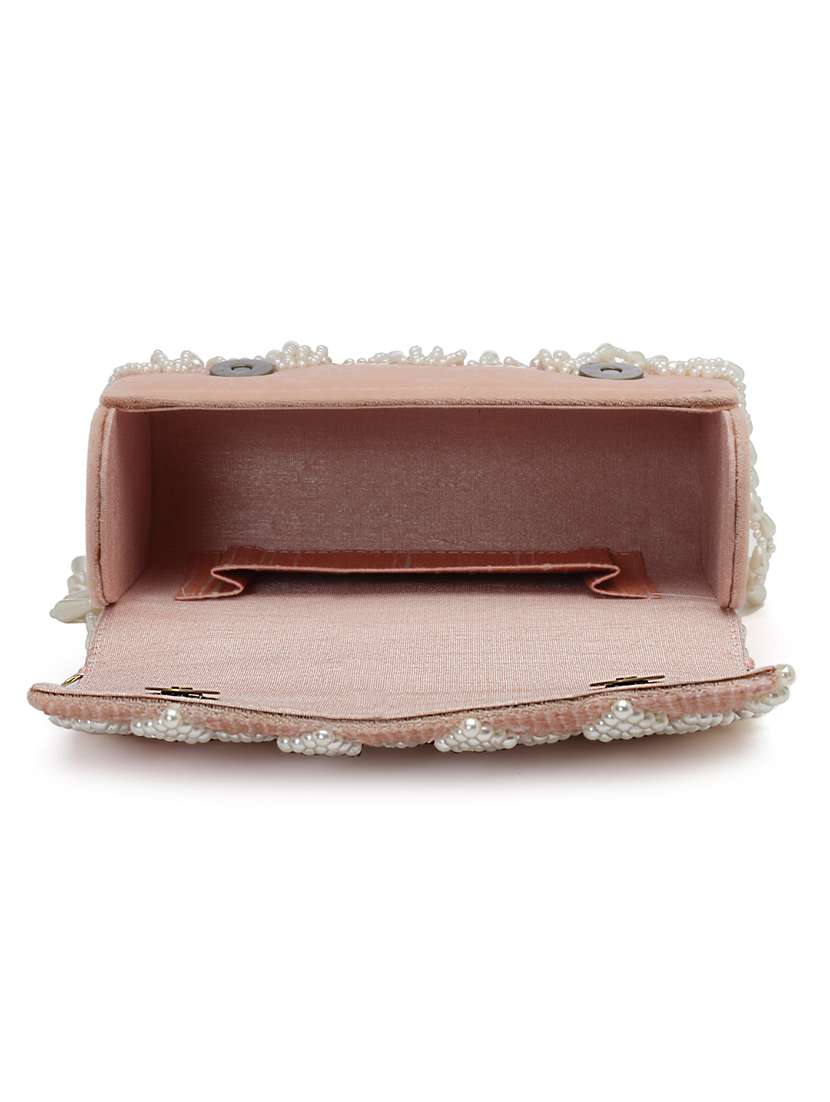 Pink Velvet Fold Over Clutch