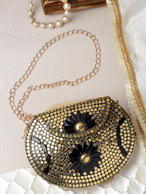 gold embellished box clutch - 20132454 -  Standard Image - 0