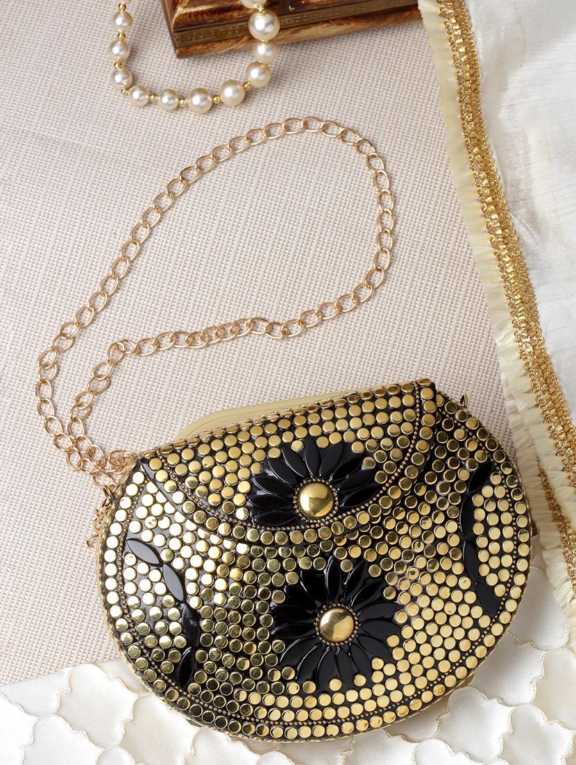 gold embellished box clutch - 20132454 -  Zoom Image - 0
