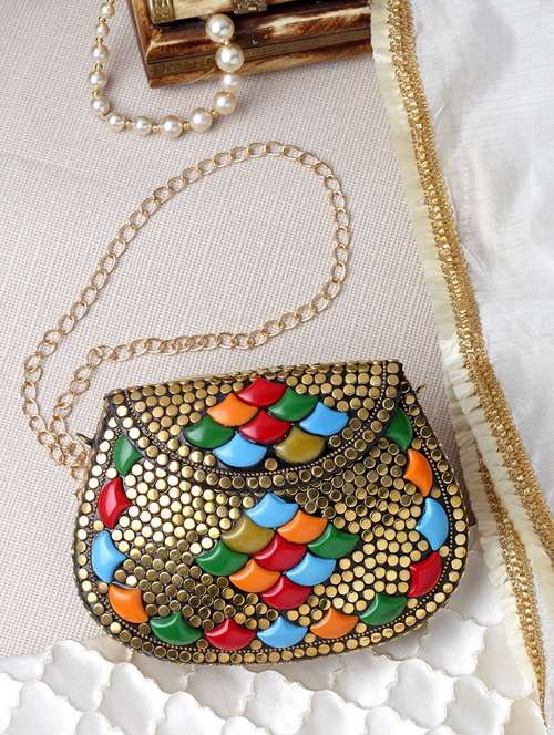 gold embellished box clutch