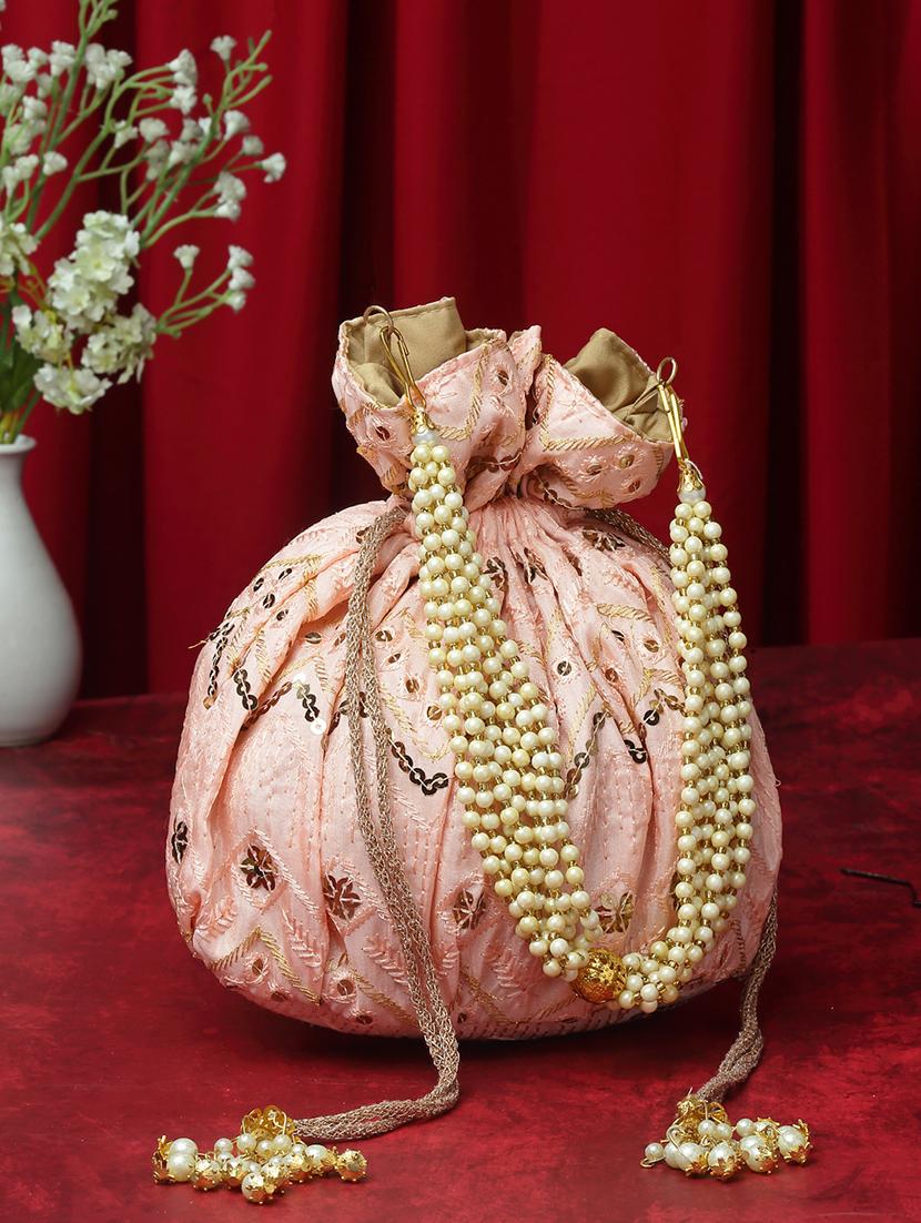 pink embellished ethnic potli - 20132458 - Zoom Image - 0