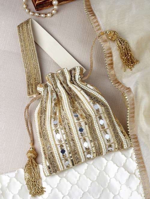 beige embellished ethnic potli - 20132460 - Standard Image - 0