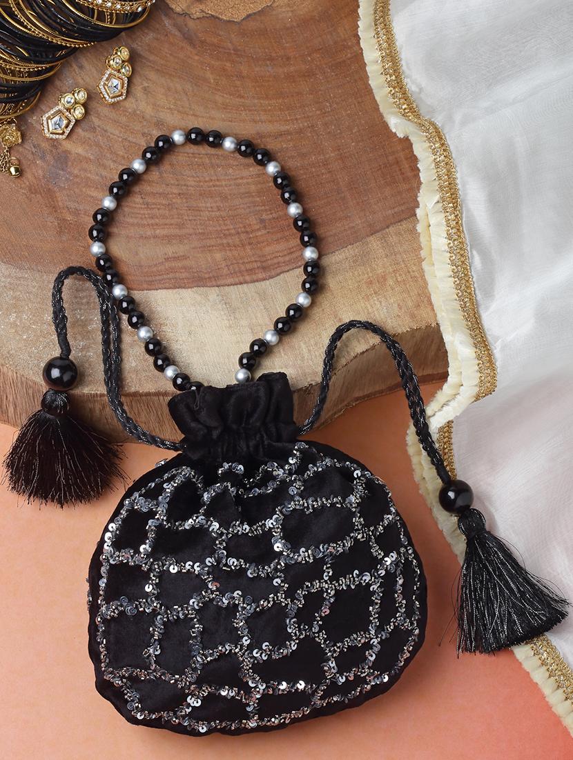 black embellished ethnic potli - 20132461 -  Zoom Image - 0