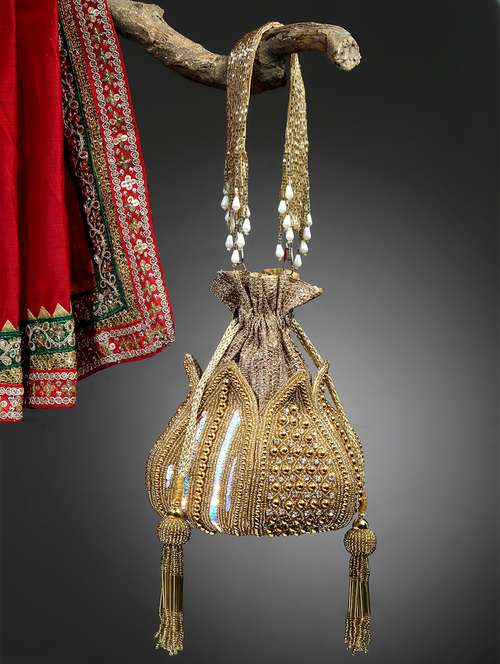 gold embellished ethnic potli - 20132464 -  Standard Image - 0