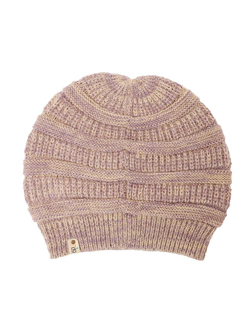 purple set of chunky ponytail beanie and muffler for women - 20132507 - Standard Image - 1