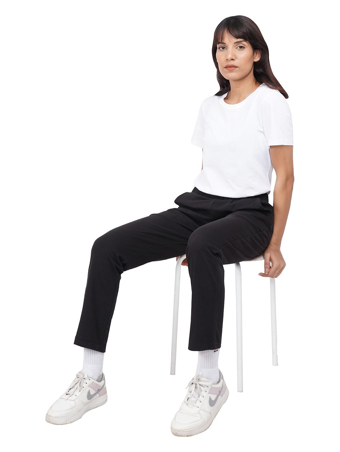black solid yoga pants track pant - 20132594 - Standard Image - 4