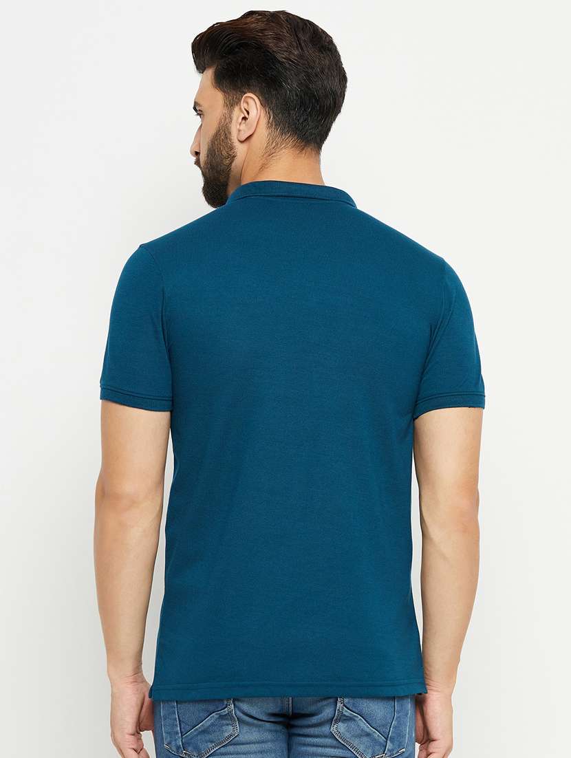teal solid short sleeves regular fit polo t-shirt  - 20132819 -  Standard Image - 1