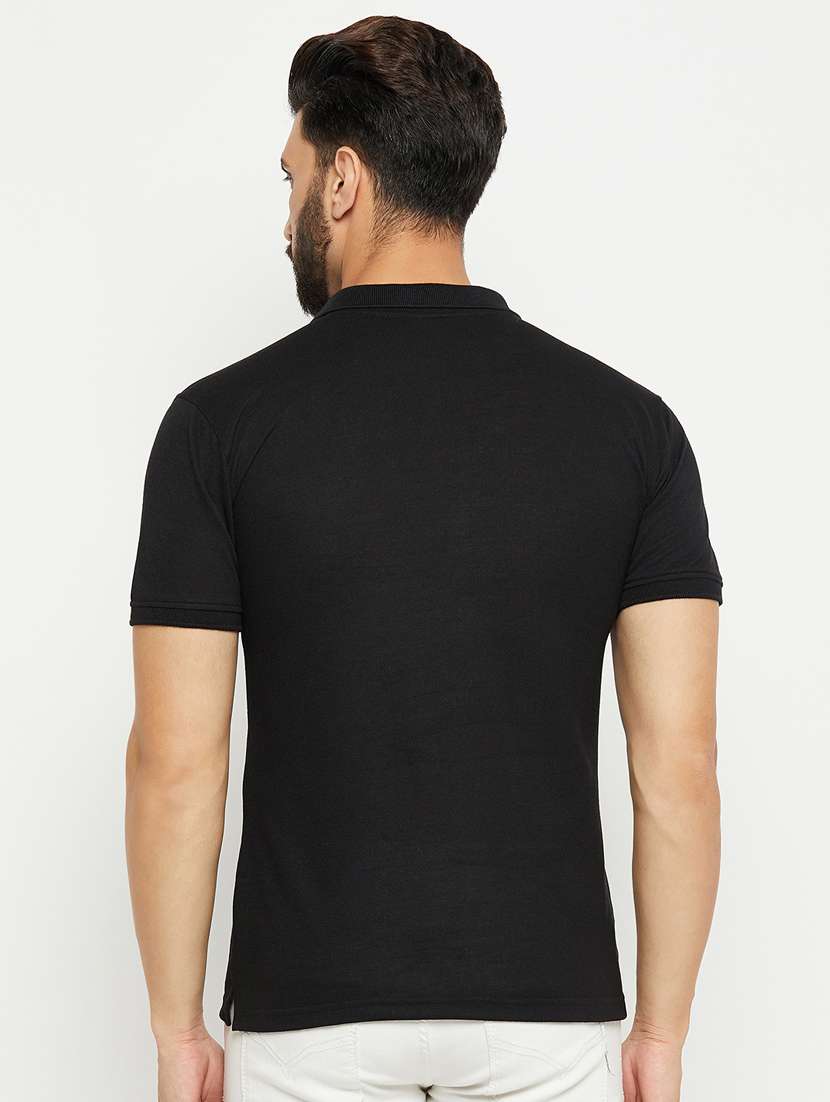 black solid short sleeves regular fit polo t-shirt  - 20132821 -  Standard Image - 1
