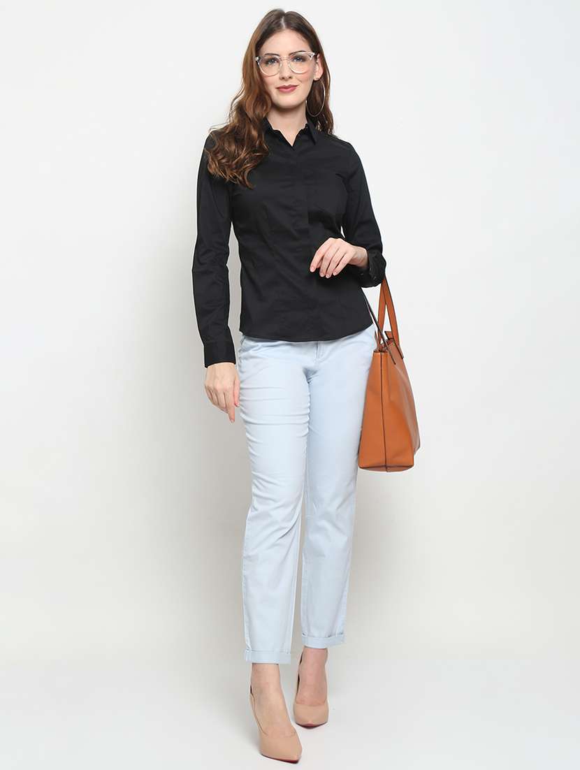 women solid mid rise cigarette pants - 20132868 - Standard Image - 4