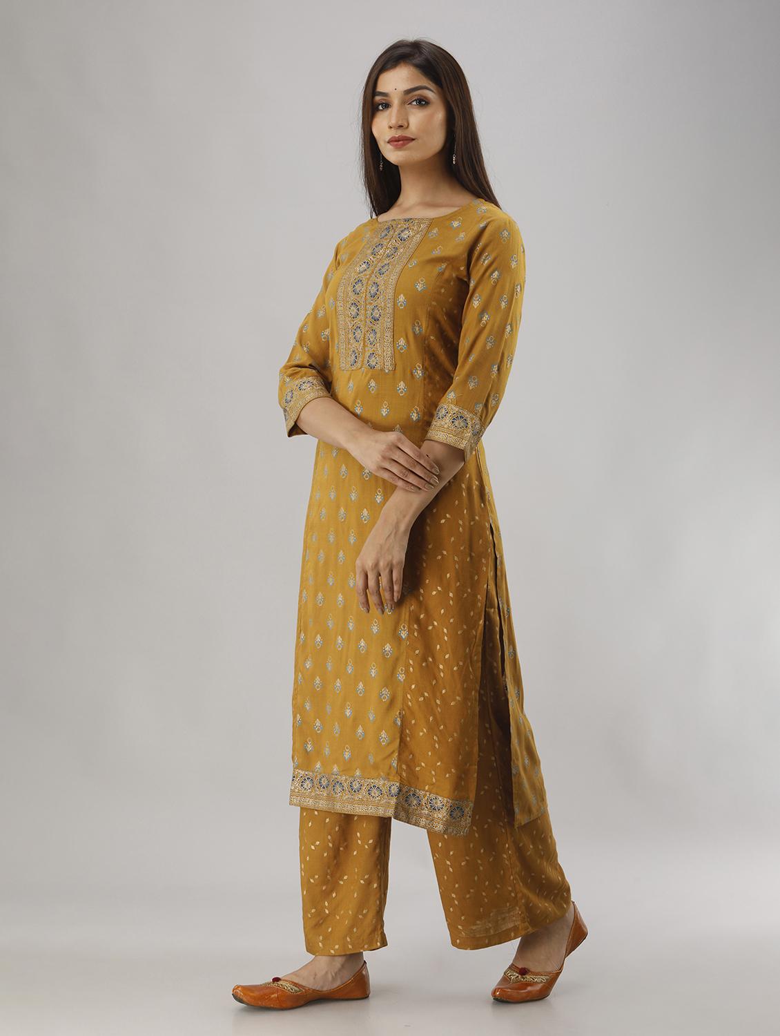 round neck printed kurta palazzo set - 20132962 - Standard Image - 1