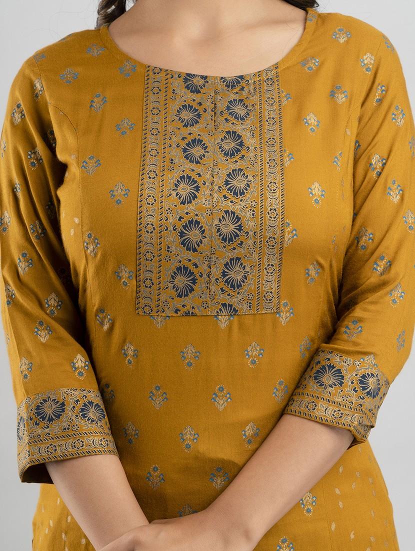 round neck printed kurta palazzo set - 20132962 - Standard Image - 4