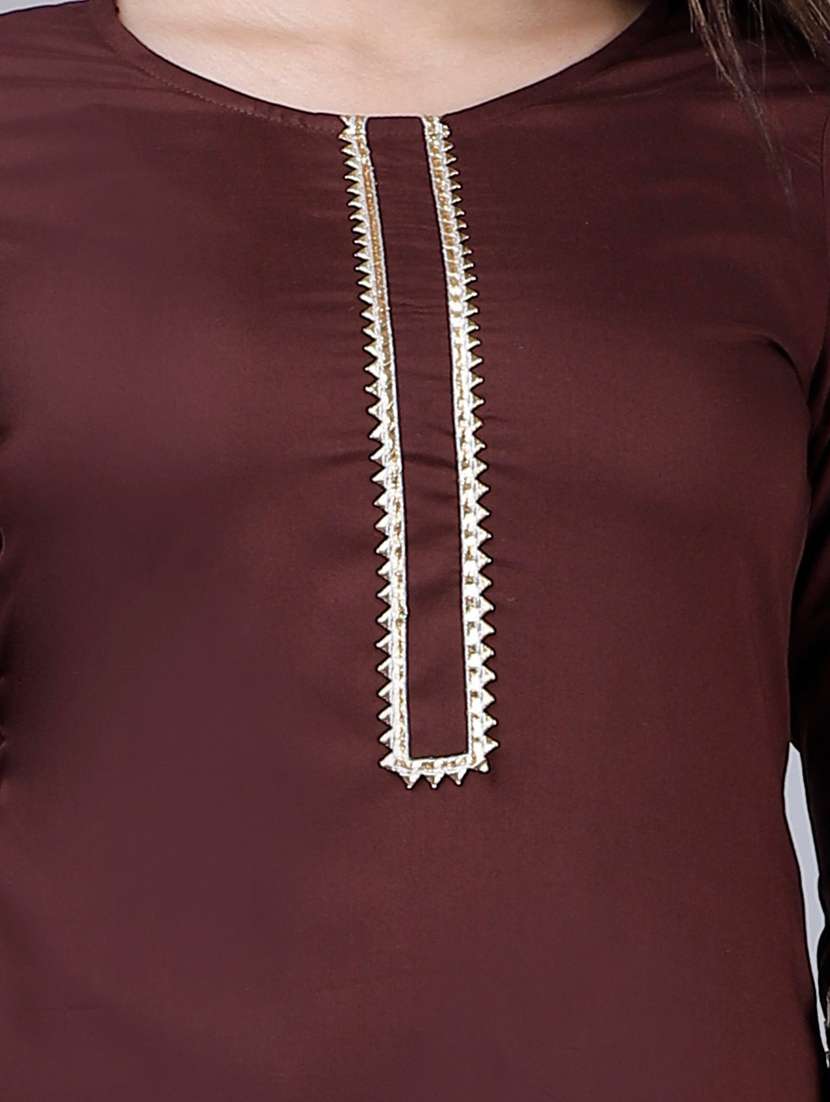 round neck solid kurta palazzo set - 20133023 - Standard Image - 4