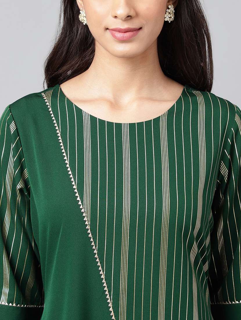 women green round neck a-line kurta - 20133041 -  Standard Image - 6