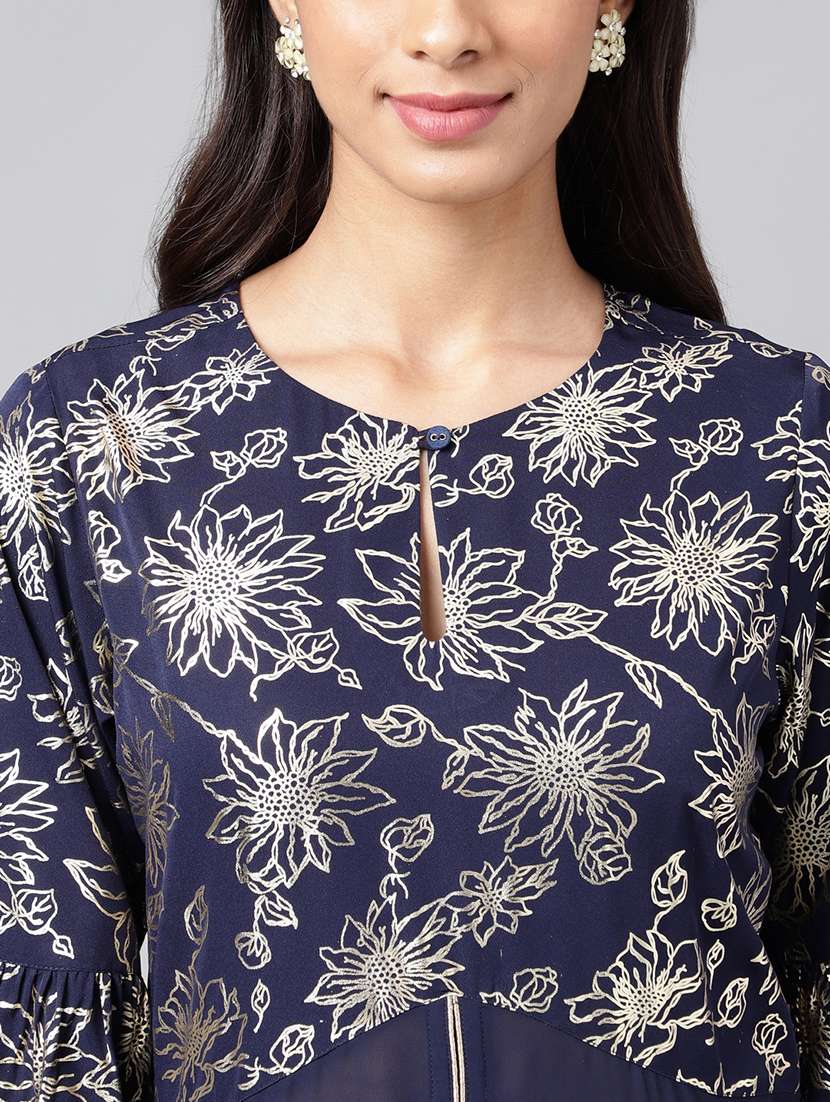 navy blue georgette aline kurta - 20133055 -  Standard Image - 6