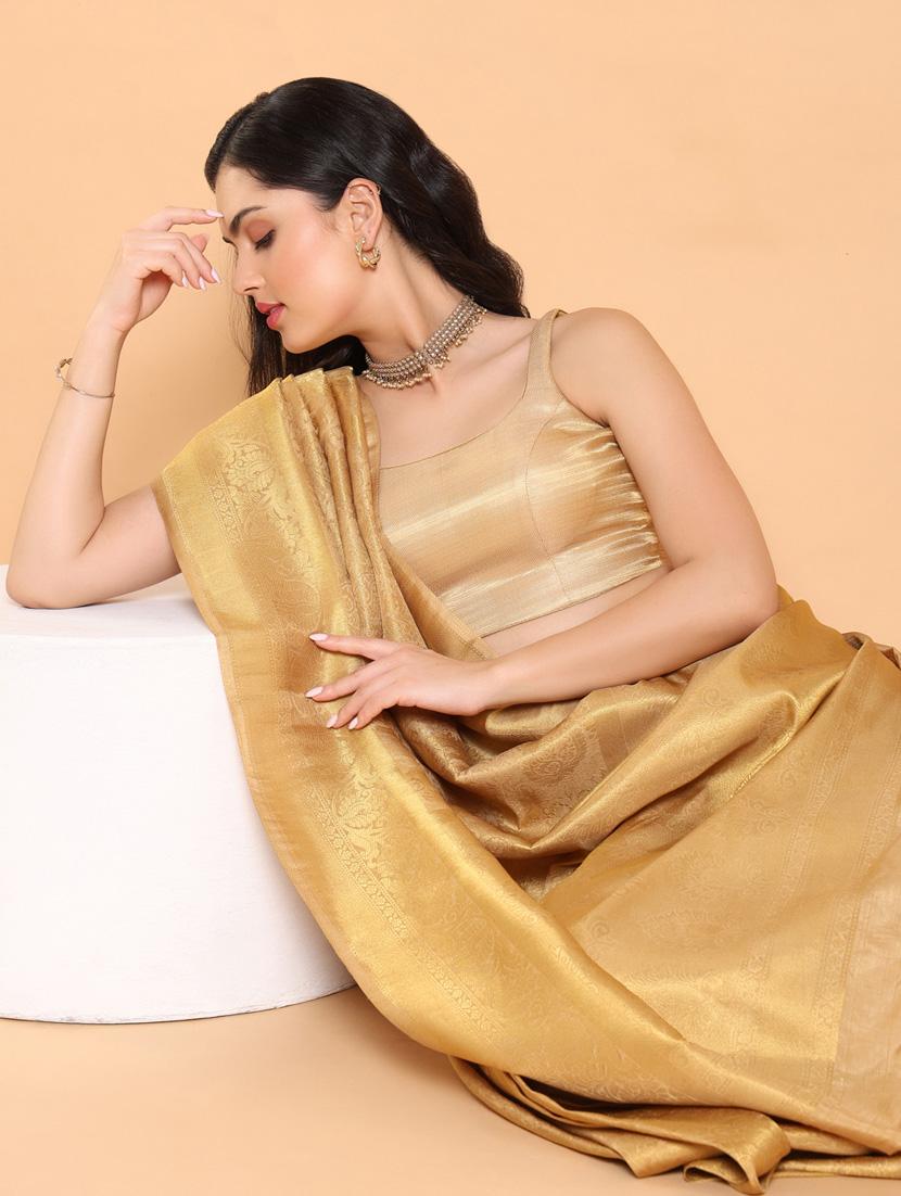 women gold square neck stitched blouse - 20133188 - Standard Image - 4