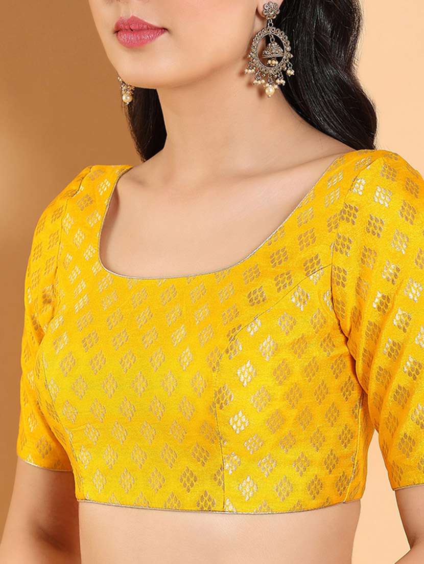 women yellow square neck stitched blouse - 20133191 - Standard Image - 6