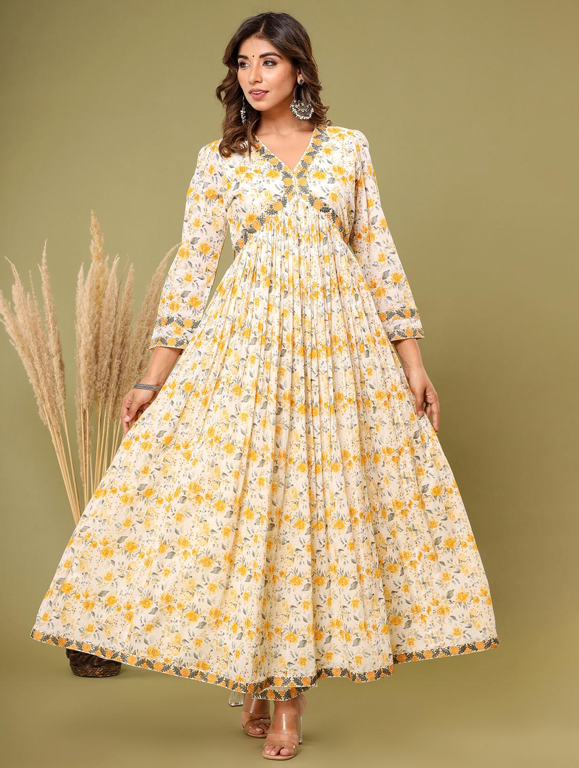 yellow embroidered three quarter sleeve suit set - 20133261 -  Standard Image - 1