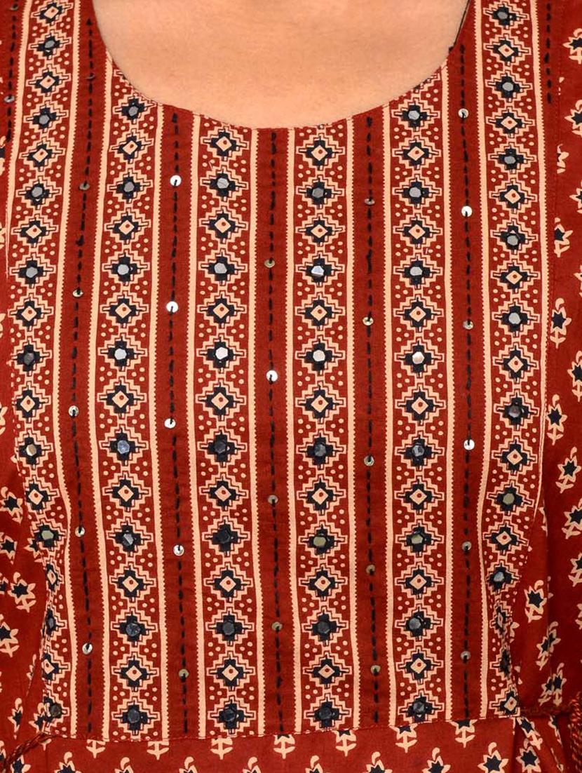red printed three quarter sleeve suit set - 20133268 - Standard Image - 4