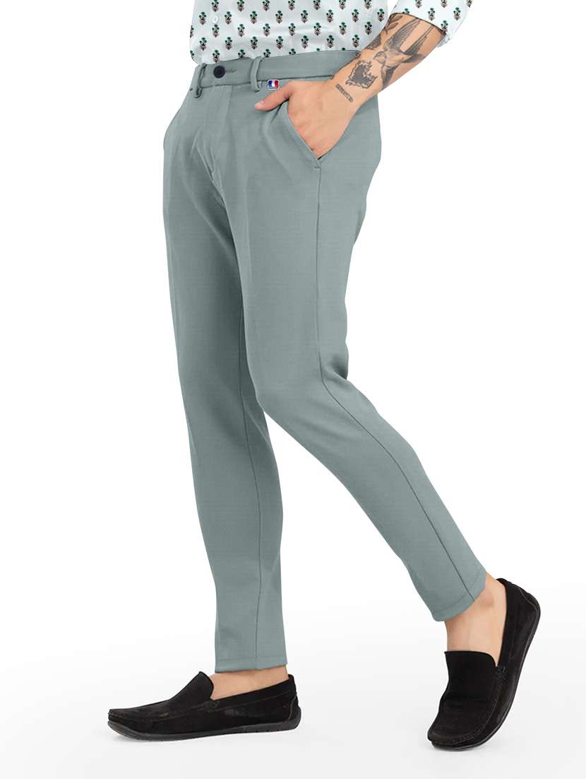 grey solid chinos ankle length casual trouser - 20133371 -  Standard Image - 1