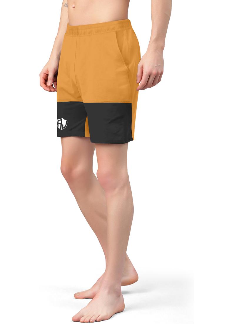 yellow color block mid rise short - 20133382 - Standard Image - 1