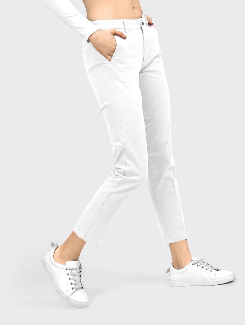 women solid mid rise trouser - 20133430 - Standard Image - 1