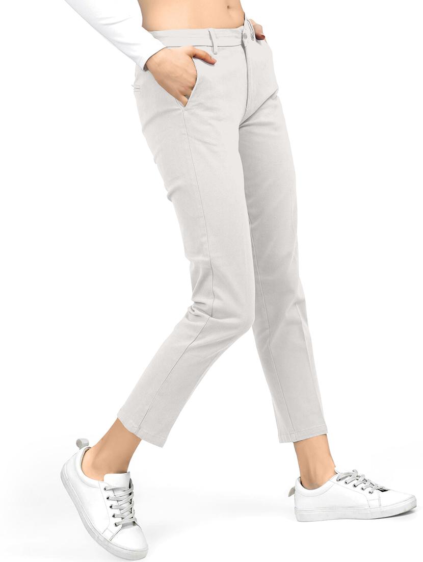 grey solid mid rise ankle length trouser - 20133433 -  Standard Image - 1