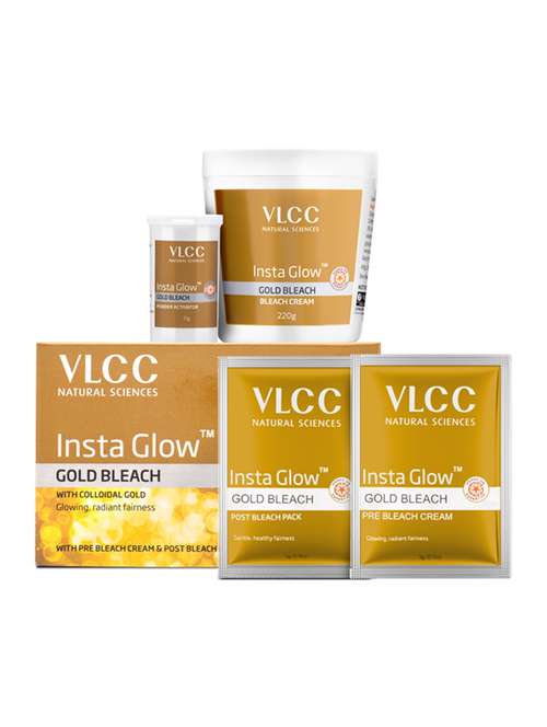 vlcc insta glow diamond bleach -402 g & insta glow gold bleach -402 g (pack of 2)